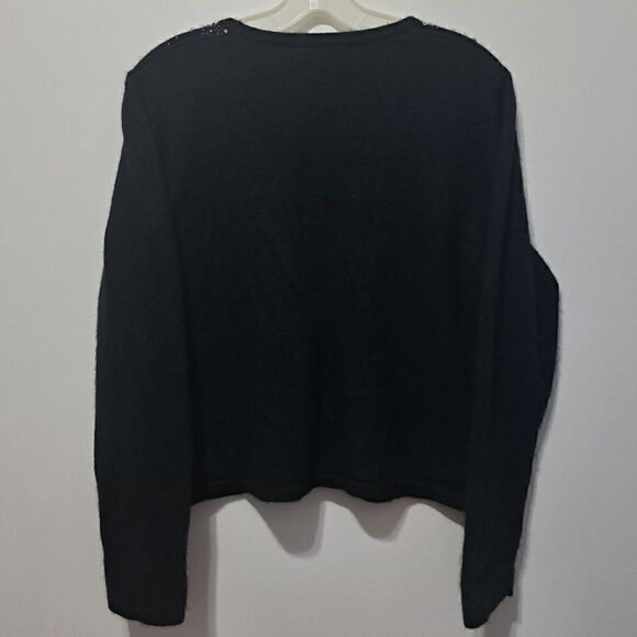 Avalin Angora Rhinestones Embellished Y2K Cardigan Gothic Sweater Large Black - Picture 14 of 15